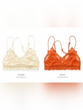 Ivory Lace Bralette And Rust Lace Bralette